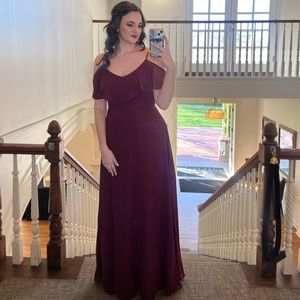 Birdy Grey Cabernet Chiffon bridesmaids dress.